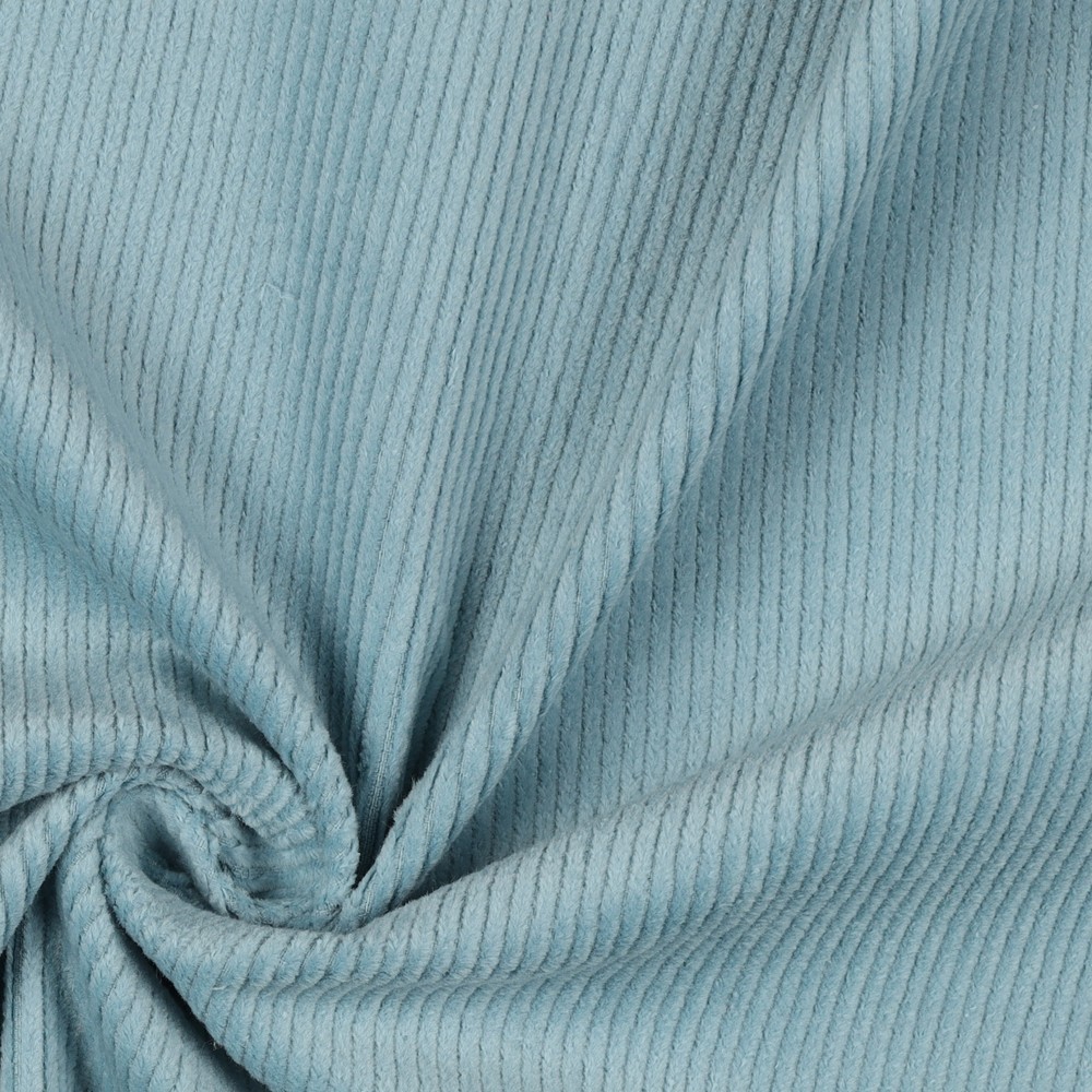 Blue Washed Stretch Cotton Corduroy , Dressmaking fabric, Stretch